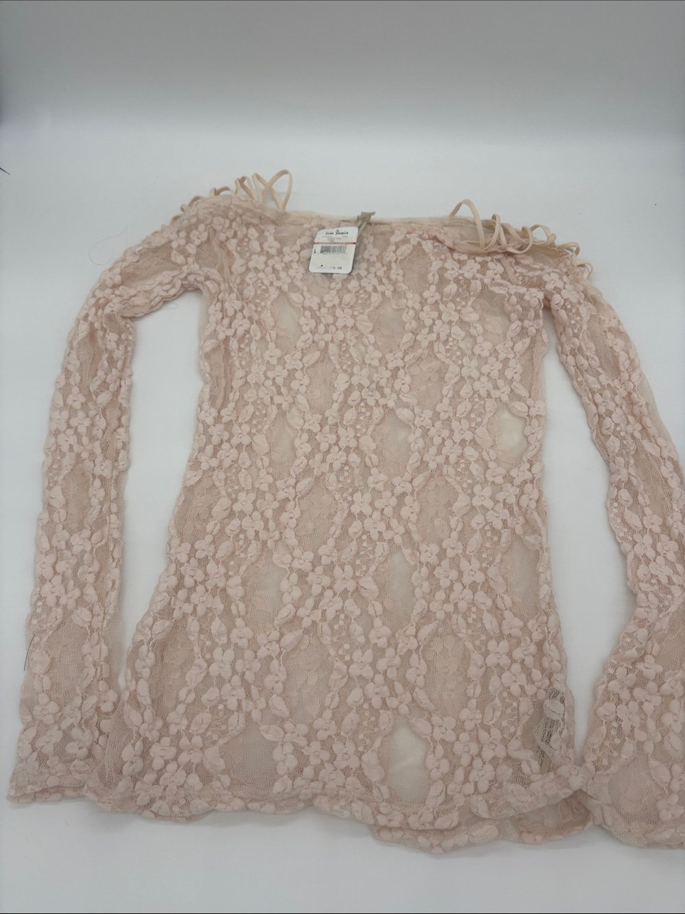 NWT Free People Blush pink lace layering tunic XS